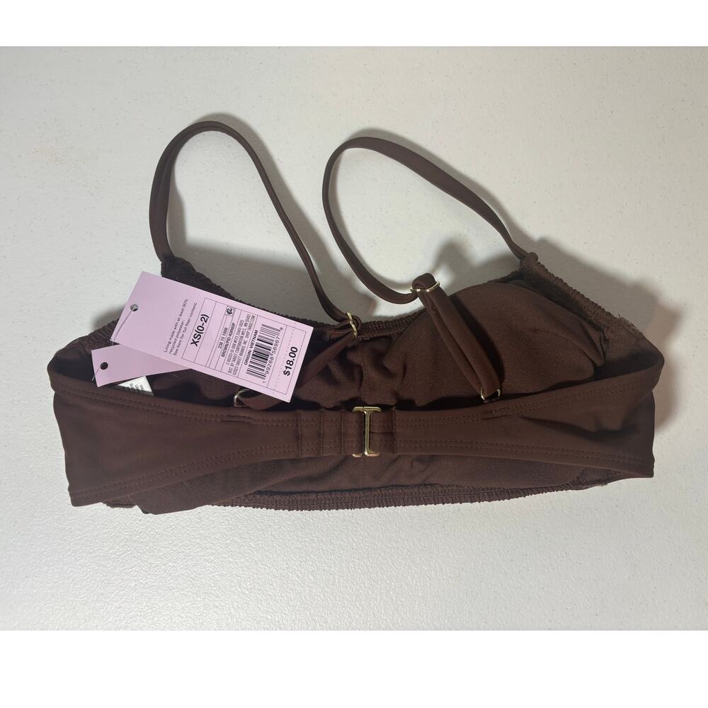 Wild Fable NWT Size XS (0-2) Smocked Bralette Bikini Top Back Clasp Brown - Picture 3 of 8